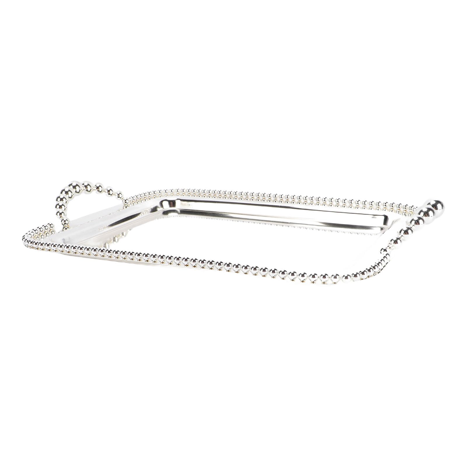 Ejoyous Bandeja para Servir de Acero Inoxidable, Plato Rectangular con Acabado de Espejo de 16,5 X 11,0 Pulgadas, Borde con Cuentas y Asas Dobles, Organizador de Tocador para Fiesta, Boda, Bar, Baño