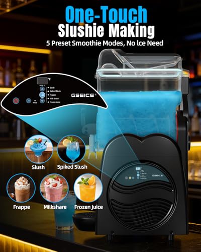 Image of GSEICE Commercial Slushie Machine 4.75 Gal Single Tank Margarita Machine for Wine Daiquiri, 7-Color LED Light, 5 Modes Slushy Machine, Slushie Machine for Bar Restaurant Store Party Business 120V /60Hz