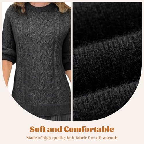 Women Crewneck Cable Knit Sweater Mini Dress, Cableknit Sweater Dress with Pleated Skirt, Womens Cable Knit Dresses4