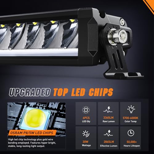 Image of Nilight LED Light Bar with Amber DRL 2 PCS 30 W 9 Inch Single Row Lights