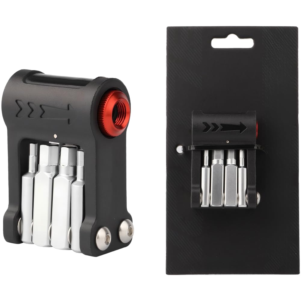 Herramienta multifunción 9 en 1 para bicicleta, llave hexagonal de aleación portátil con boquilla infladora de válvula Presta, kit de reparación compacto para ciclismo