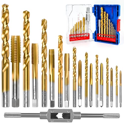 Perfetto set di maschi e punte metriche da 18 pezzi con ferro per verricello: contiene 9 maschi di dimensioni: M2 x 0,4, M2,5 x 0,45, M3 x 0,5, M4 x 0,7, M5 x 0,8, M6 x 1, M8 x 1,25, M10 x 1,5 e M12 x 1,5 ,75; 9. Dimensioni della punta: 1,6 mm, 2,05 mm, 2,5 mm, 3,3 mm, 4,2 mm, 5 mm, 6,75 mm, 8,5 mm e 10,2 mm; e 1 verricello. Questo set di utensili per maschi e punte soddisfa tutte le vostre esigenze di foratura filettata.