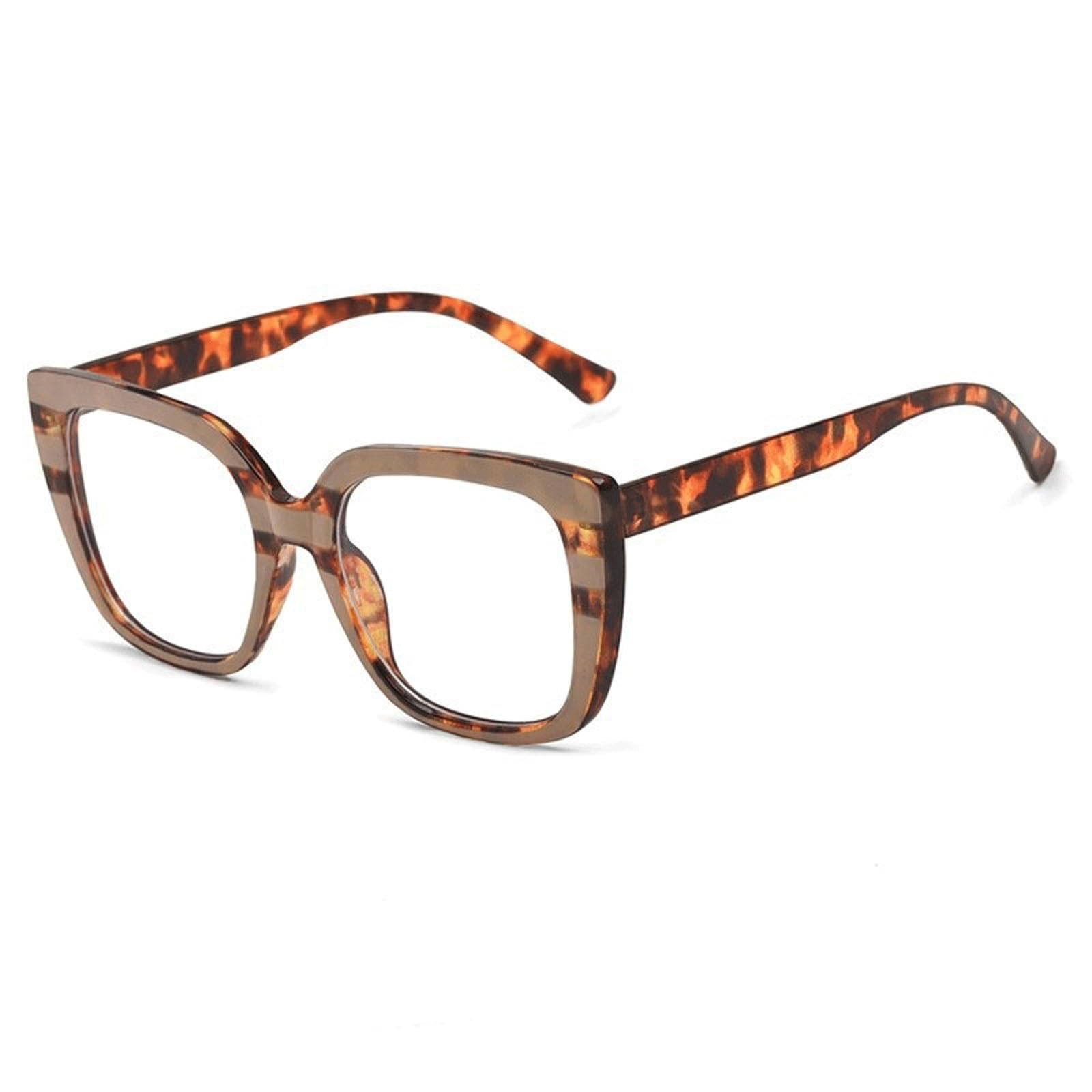 KLJUddGY Unique Eyewear Frames Non Prescription Eyeglasses Full Rim Spectacles for Computer Anti-Blue Light Glasses Reading Glasses(Leopard)
