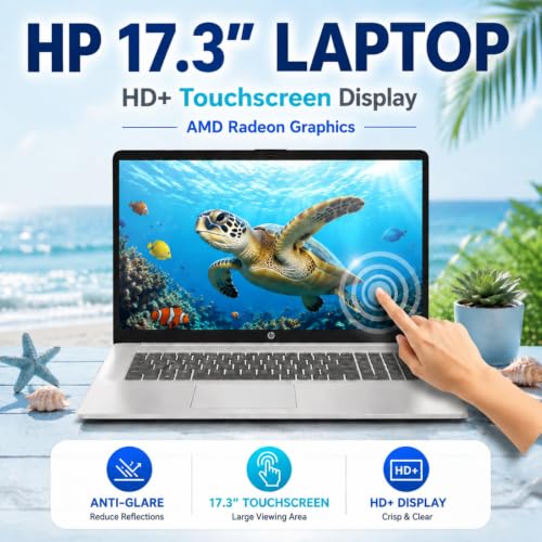 Image of HP 17 Inch Touchscreen Laptop - AMD Ryzen 5 7430U 64GB RAM 2TB SSD W11 Pro | 17.3 inch HD+ Anti-Glare Display, Wi-Fi 6, Bluetooth 5.4, Fast Charge, AI Copilot - 2026 New Laptop for Business & Student