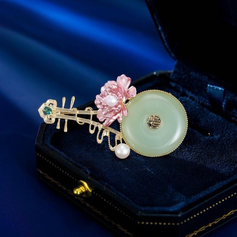 Image of 2 Pieces Fashion Ballerina&Violin&Cherry Blossom&Pipa&Peony Flower Brooch Woman High-end Artistic Temperament Pin Personality Cute Suit Coat With Accessories