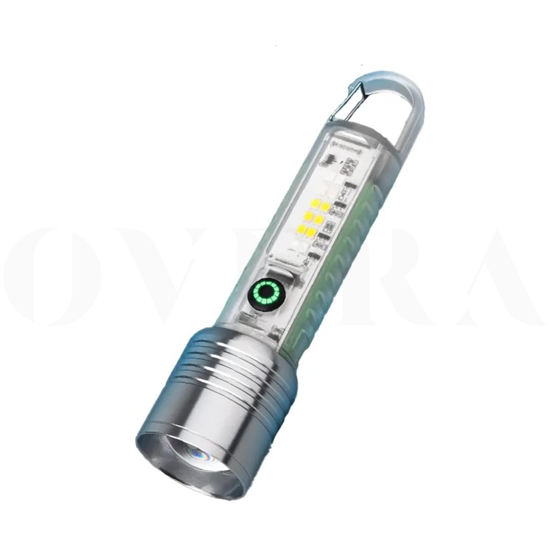 overa USB Type C Flashlight Multifunction Bright LED Torch Flashlight Rechargeable Red Blue Green White Lighting Modes Zoom Focus - Rechargeable Flashlight 1Pc.-image-22