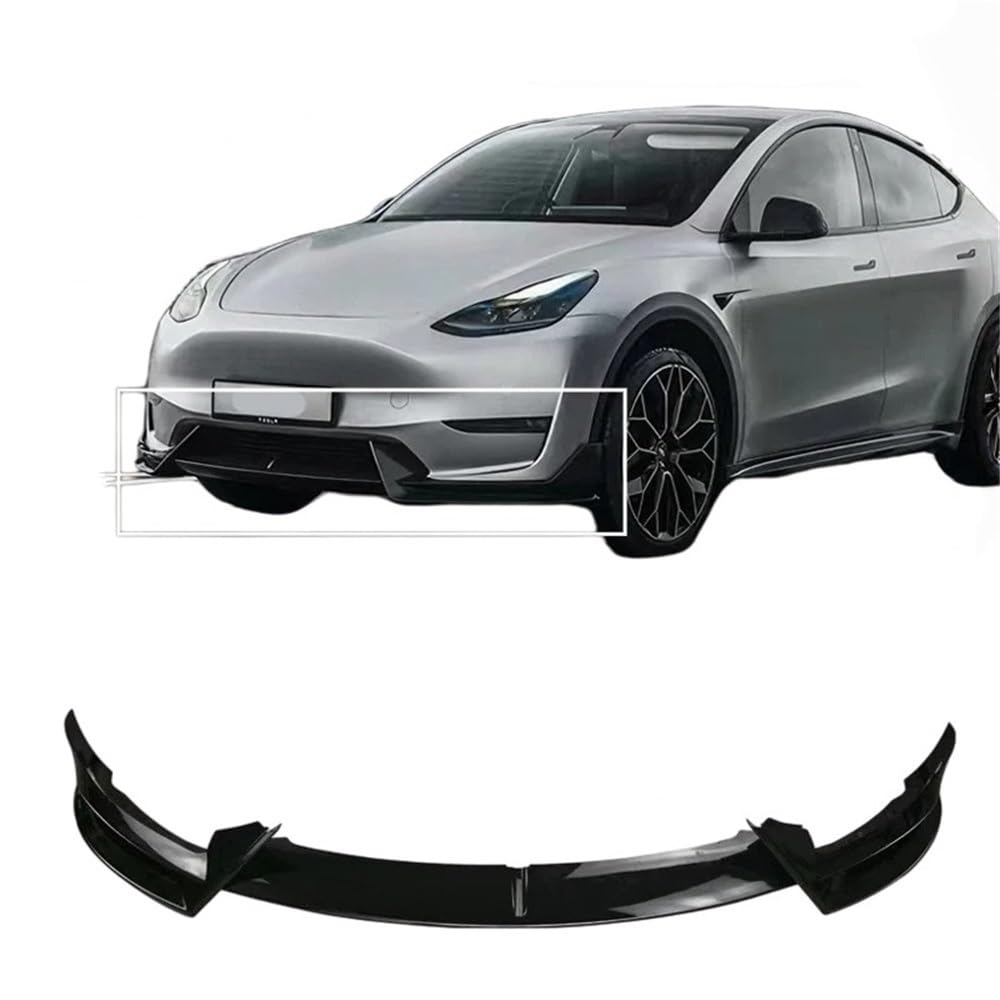Przedni zderzak samochodowy wargi kompatybilny z Tesla Model 3 Model Y 2017-2025 podbródek dyfuzor Body Kit Spoiler deflektor akcesoria do tuningu części samochodowe(M3 Glossy CarbonLook)