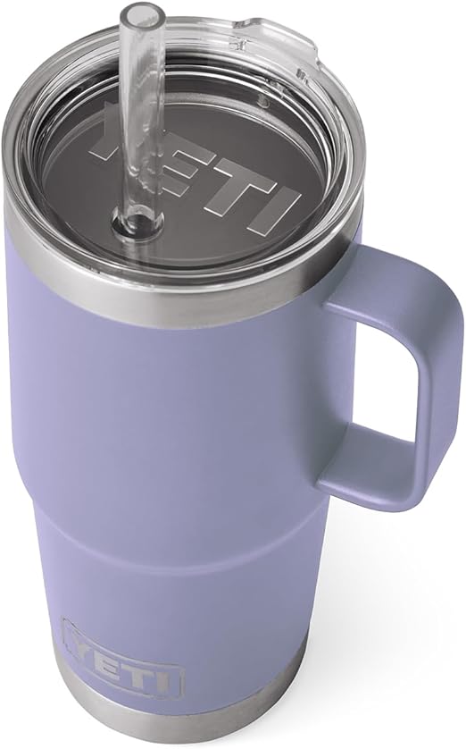 YETI Rambler 25 oz Tumbler with Handle and Straw Lid, Travel Mug Water Tumbler, Vacuum Insulated Cup with Handle, Stainless Steel, Cosmic Lilac
