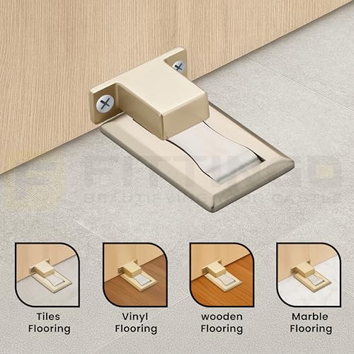 Image of Premium Concealed Magnetic Door Stopper /Door Stopper Magnetic /Stainless Steel Floor Mount Door Magnet /Stylish Stopper for Home /Office and Hotels - Matt Finish - Square - (Pack of 1)