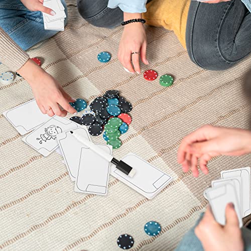 50 Pcs Reusable Cards Multifunctional Tokens Erasable Index Cards Dry Erase Cards White Blank Flash Cards With 5 Pcs Black Marker Pens And 7 Dice For Playing Games, School, Office #TOP3