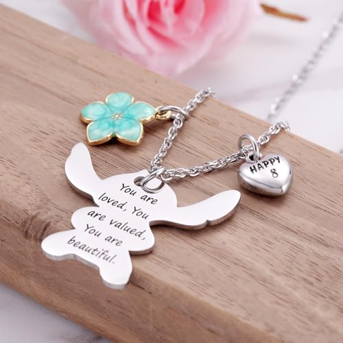 Ukodnus 6-10 Year Old Birthday Necklace Gifts, You are Loved Valued Beautiful Gift, Birthday Jewelry Gift for Daughter Granddaughter Niece3