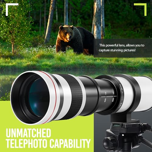 Image of High-Power 420-800mm f /8.3 HD Manual Telephoto Lens for Nikon D500, D600, D610, D700, D750, D800, D800e, D810, D810a D850 D3400 D5000 D5100 D5200 D5300 D5500 D5600 D7100 D7200 D7500 DSLR (White)