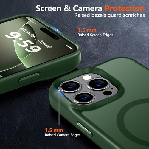 Image of MOCCA Magnetic Shockproof for iPhone 16 Pro Case,Midnight Green | 16ft Drop Tested | Compatible with MagSafe | Anti-Slip Matte Finish | Raised Camera & Screen Lip | Ultra-Slim Design