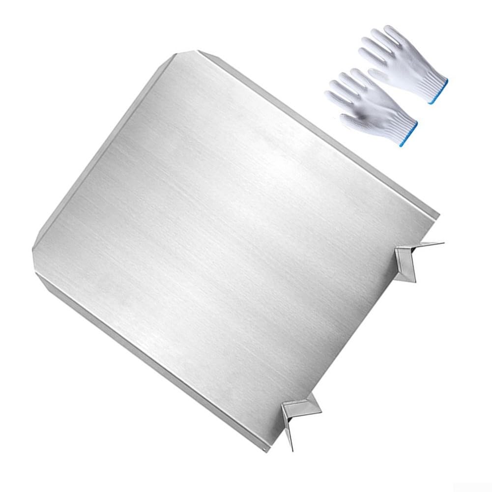 Edelstahl-Kaminrückwand mit verstellbaren Füßen | 40,6 x 45,7 cm Wärmereflektor für Innenwandschutz | Silber-Finish für Heiz-Effizienz und