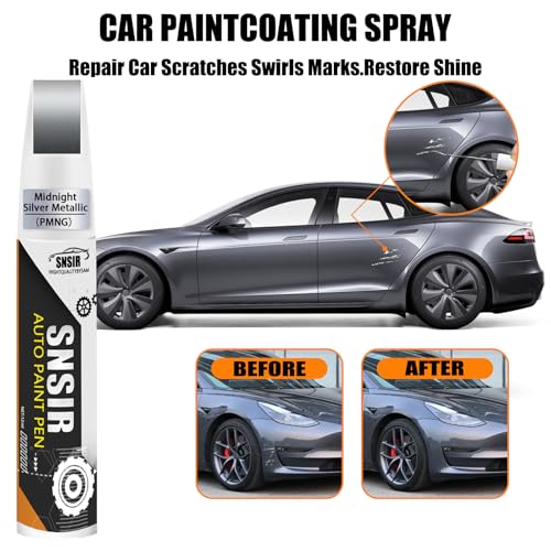 Image of (Midnight Silver Metallic PMNG) Car Touch up Paint Compatible with Tesla Model Y /3 /X /S, Car Paint Pen Scratch Repair Two-In-One Touch Up Paint, Premium Car Scratch Remover for Deep Scratches