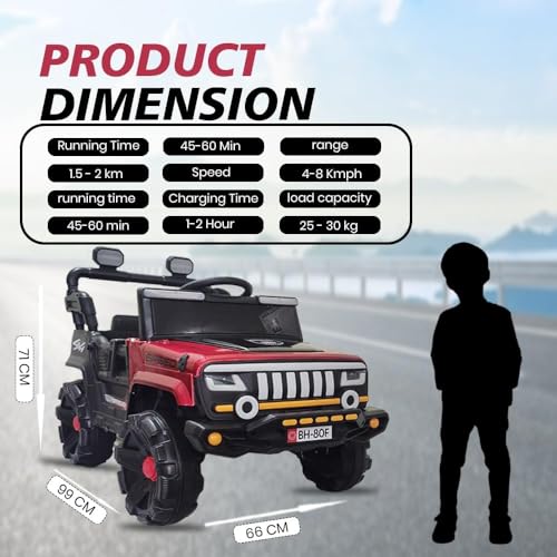 Image of SHAKYA WORLD Battery-Operated Rechargeable Ride-on Car for Kids with Remote Control, 1 to 4 Years, Red