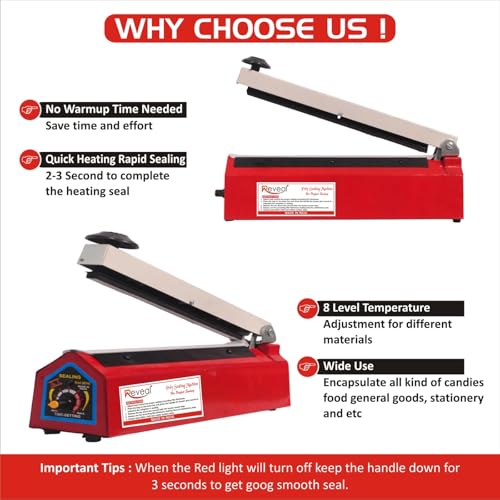 Image of Packing & Sealing Machine for Food Packets | Heavy-Duty Heat Sealer| Ideal for Kitchen, Store & Small Business (Sealing Machine 8 inch - 200 mm)