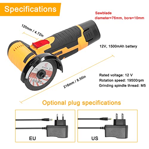 Angle Grinder, Geevorks Electric Grinding Tool 19500Rpm, Mini Grinder Handheld Cutter For Cutting Polishing Ceramic Tile Wood Stone Steel, With 2 Cutting Disc/2Pcs 1200Mah Battery #TOP6