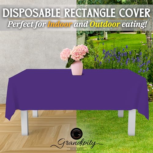 Image of Grandipity 24 Pack Premium Disposable Plastic Tablecloth 54 Inch. x 108 Inch. Decorative Rectangle Table Cover - Purple