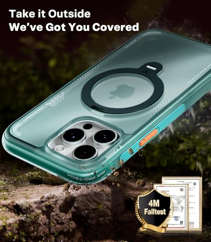 Image of TORRAS Ostand Q3 Air for iPhone 15 Pro Case with 360 Magnetic Stand, Fit for MagSafe, Mil-Grade Drop Tested, Camera Control Button, Shockproof Phone Case for iPhone 15 Pro 6.1 inch, Glacier Sprint