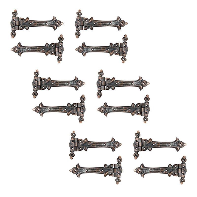 Image of Adonai Hardware Adonijah Antique Cast Iron Strap T Hinge (7.9 inch x 12 Pack, Antique Copper) for Barn Doors, Gates, Kitchen Cabinets, Sheds, Wooden Box, Furniture, Cedar Chest and Trunks