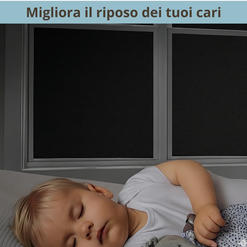 Pellicola Privacy Vetro Oscurante totale MISURE GRANDI (NERO, 60 X 200 CM) Finestre Box Doccia decorativa Antisguardo Riutilizzabile Elettrostatica