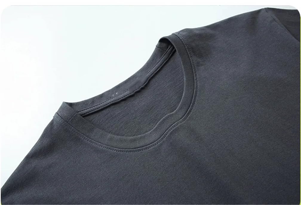 Maglietta da uomo girocollo di grandi dimensioni in cotone a maniche corte casual top t-shirt tinta unita