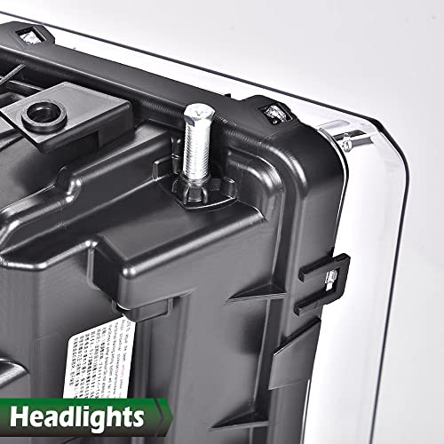 Image of GRAND ORANGE LED DRL Headlights Assembly, Compatible with 2005 2006 2007 Ford F250 F350 F450 F550 Super Duty bumper Headlamp, Amber Corner Headlight(Clear lens Chrome Housing Clear Reflector)