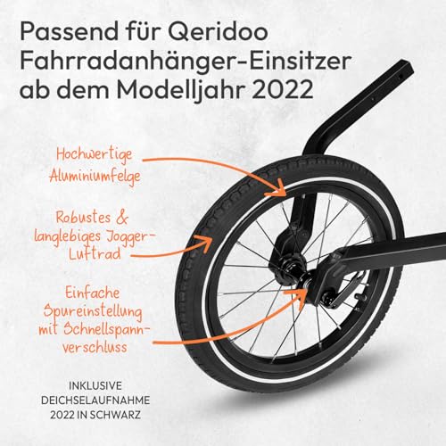 Qeridoo 14' Joggerrad für Einsitzer 2022 | Zubehör für Fahrradanhänger | Jogger-Umrüstsatz | Laufrad-Set für sportliche Nutzung