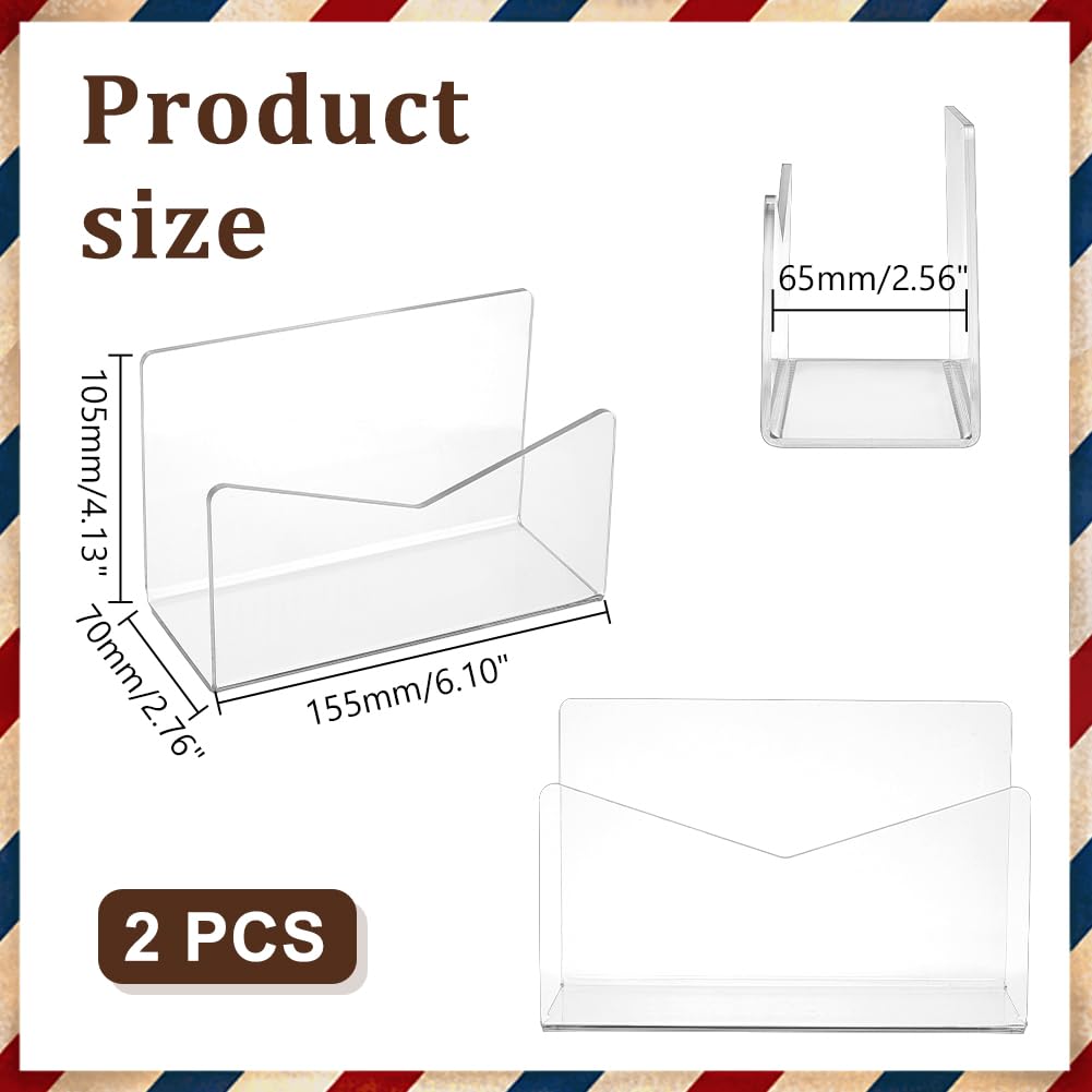 AHANDMAKER 2 organizer per documenti in acrilico per scrivania, organizer da scrivania in acrilico, organizer per posta, espositore per posta da tavolo, accessori da scrivania per ufficio, per buste,