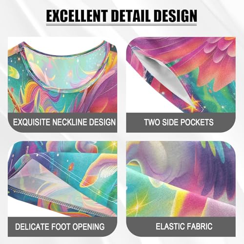 Short Sleeve Pajamas Sets Summer Cotton Sleepwear Unicorn in Center4