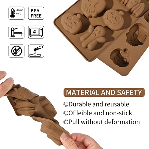 4Pcs Halloween Silicone Cake Mold, Silicone Baking Molds, Muffin Molds With Pumpkin, Evil Shape For Halloween Kitchen Diy Baking Tools To Make Chocolate, Cupcakes Mold (With 24 Cupcake Holders) #TOP2