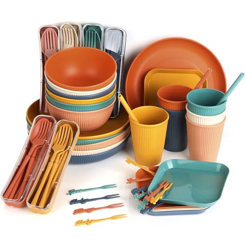 52 Platos para servir de mesa, Platos Planos de Plástico Irrompibles y Reutilizables (72)