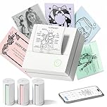 TYPONOS Sticker Printer, PM290 Mini Printer, Bluetooth Sticker Maker Machine with 3 Pack Rolls Paper, Smart AI APP, Mini thermal printer for Study Notes, DIY Gifts for School Office Home, White