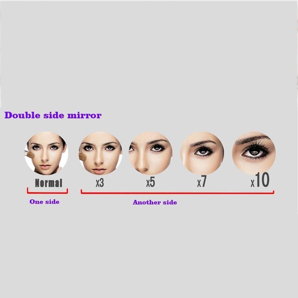 Espejo de Maquillaje LED Espejos montados en la Pared, Interruptor Extensible de Afeitado con Aumento Iluminado de latón de Doble Cara de 8 ", Enchufe Oculto (Color : 7X)