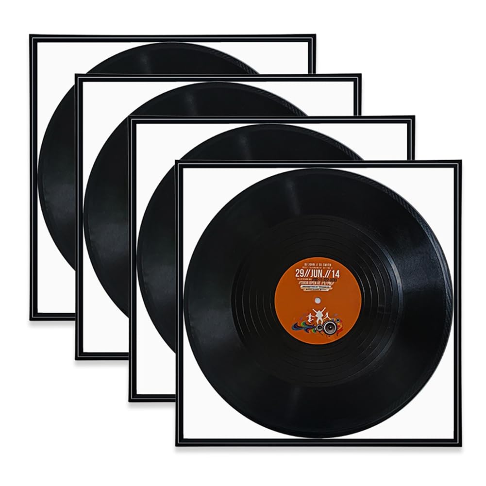 CTRLZS Record Album Frame 4 Pack 12.5x12.5 Inch for Vinyl LP Cover Holder High Glossy Finish