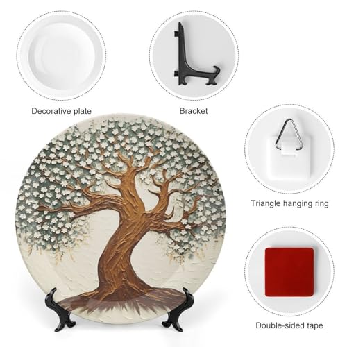 Plato decorativo de porcelana 6 pulgadas con diseño de árbol miniatura 3
