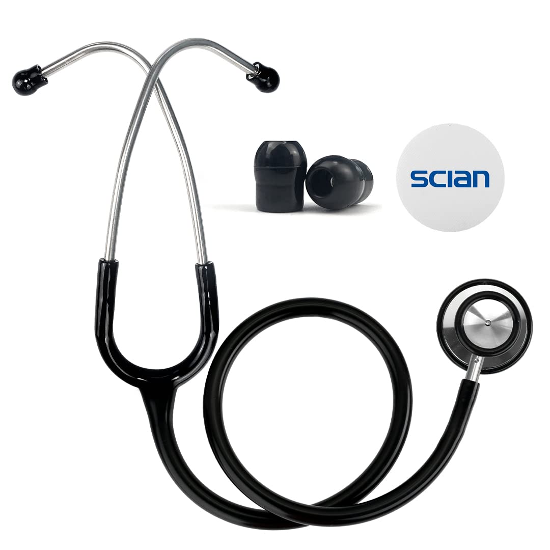 SCIAN Kit de estetoscopio avanzado de acero inoxidable para estudiantes de medicina, médicos, enfermeras, estetoscopio médico de enfermedades cardíacas profesionales domésticas (negro)