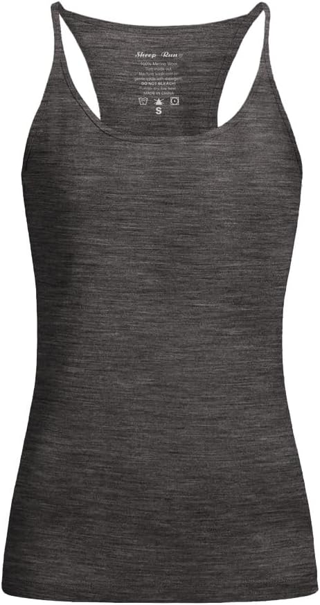 SHEEP RUN Merino Wool Camisole Racerback Tank Top Yoga Shirt Breathable Light-Weight Shirt