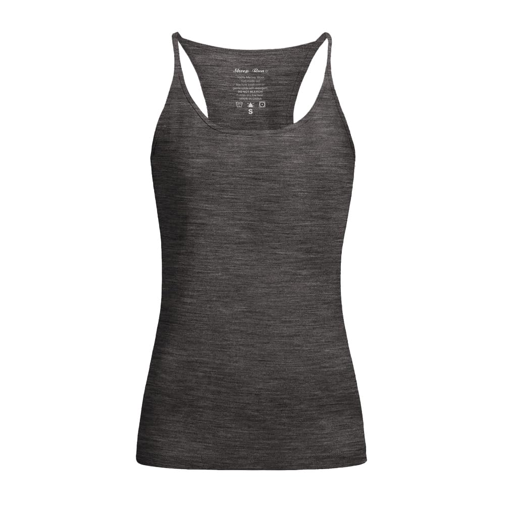 SHEEP RUN Merino Wool Camisole Racerback Tank Top Yoga Shirt Breathable Light-Weight Shirt