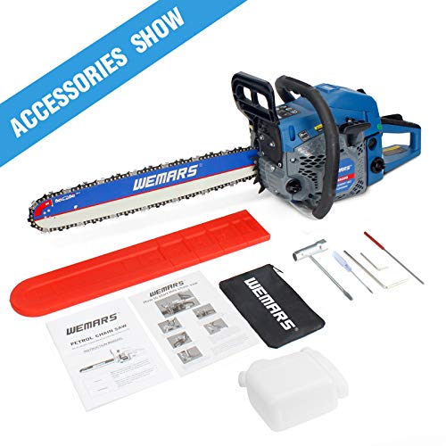 WEMARS Gas Chainsaw 58cc 20 Inch Power Chain Saw 2-Cycle Handed Petrol Chainsaws Gasoline Chain Saws Garden Tool for Cutting Wood Outdoor Home Farm Use