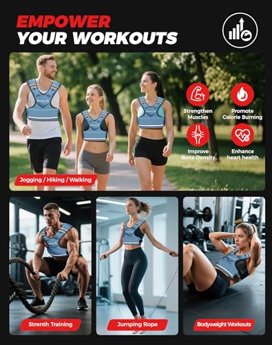 Image of BAGAIL Adjustable Weighted Vest for Women 4-10lb /12-18lb /20-32lb, Comfortable U-Neck Rucking Vest with 6 Removable Weights, Storage Pocket and Reflective Strips for Walking, Jogging, Weight Loss