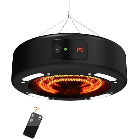Amazon Com 1500w Outdoor Patio Heater Ceiling Mount Patio Outdoor Heater With Remote Control Led Light Super Quiet Hanging Electric Heater Perfect For Garages And Balconies Kitchen Dining