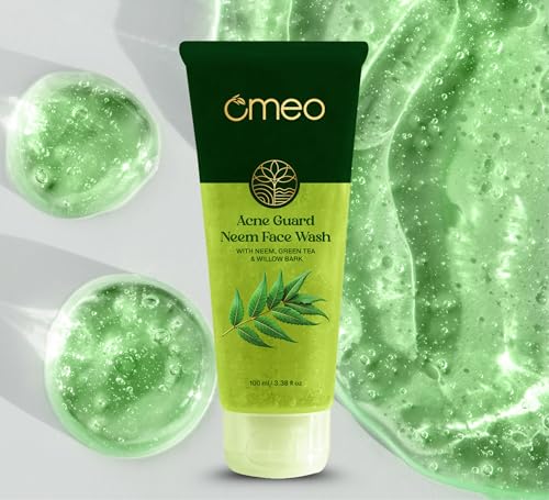 Image of Omeo Acne Guard Neem Face Wash 100ml Controls Pimple, Acne, Oil & Blackhead | With Neem, Green Tea, Willow Bark & Salicylic Acid | All Skin Types, Recommended by Dermatologist - Men & Women
