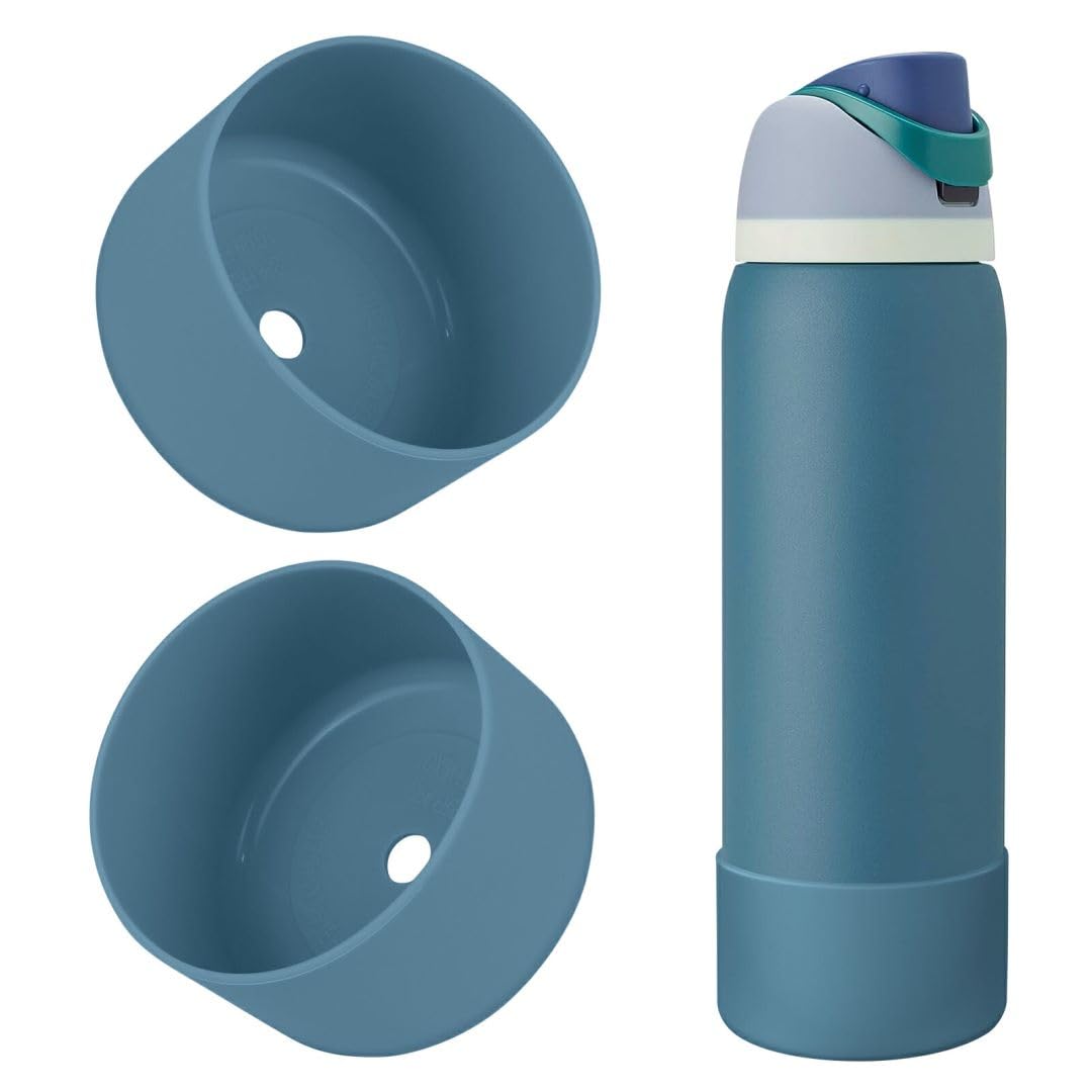 BKBY 2PCS Silicone Water Bottle Boot, Compatible with Owala 24oz 32oz 40oz, Protective Anti-Scratch & Anti-Dent No Noise Sleeve Cover for FreeSip/Twist/Flip Water Bottles (Denim, 40oz) โ image 1