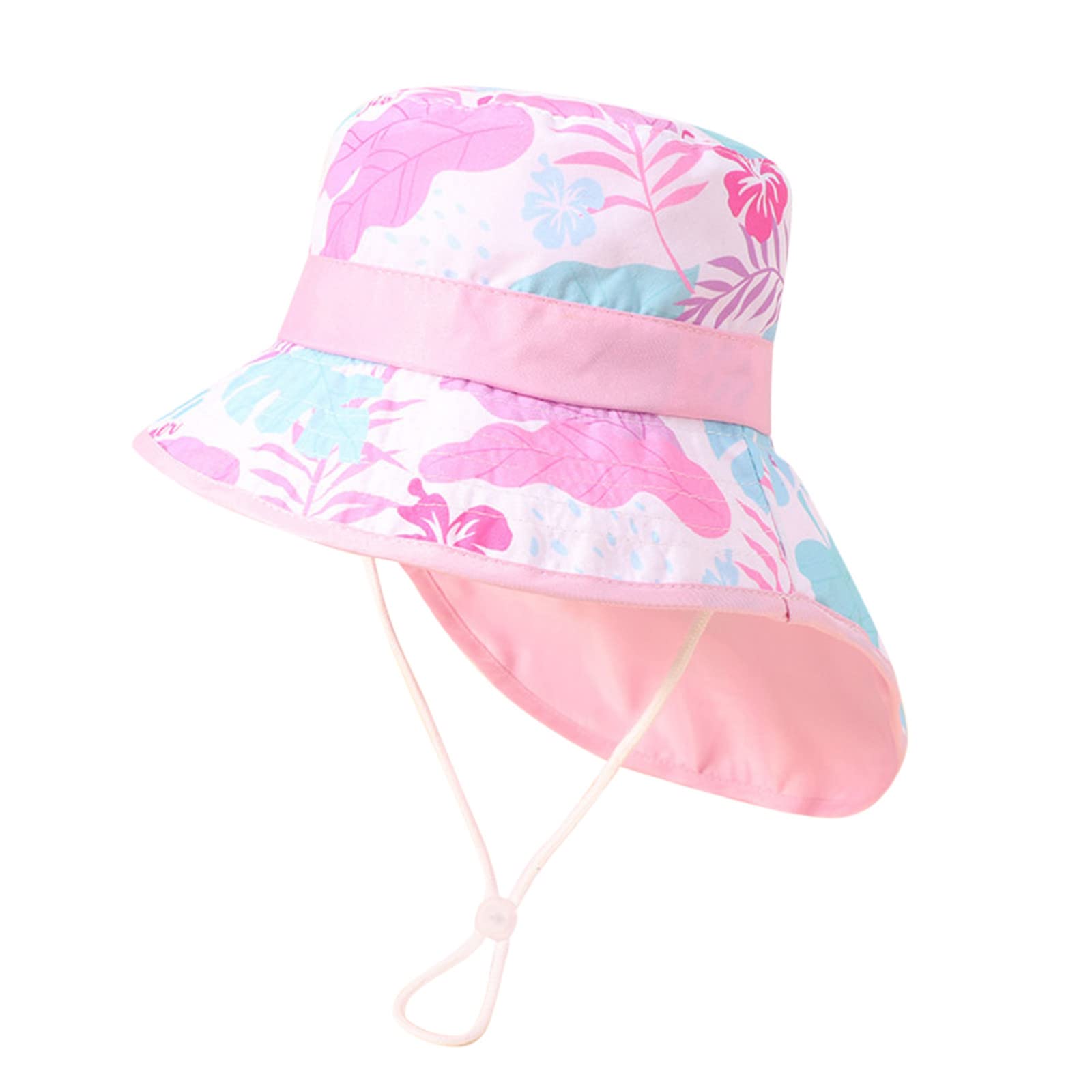 EHSIJAIKids Girls Boys Hat Kids Adjustable Chin Strap Sun Protection Hats Summer Spring Wide Brim Neck Flap Hat Cute Cartoon Outdoor Beach Bucket Cap Hat Cap for Boys Girls