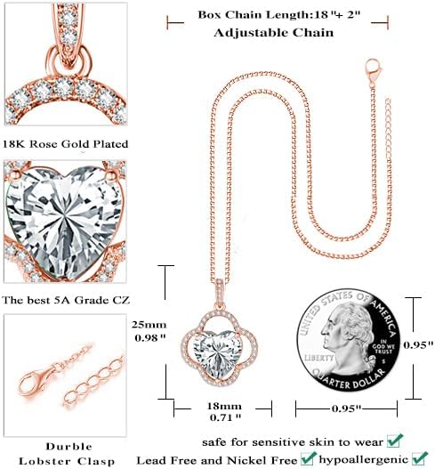 Clover Necklaces for Women Gold 14K /18K Gold/White /Rose Gold with Dainty Clover Pendant Heart Birthstone Necklace Wedding Anniversary Birthday Christmas Gifts for Wife Her Mom Everyday Jewelry - Image 4