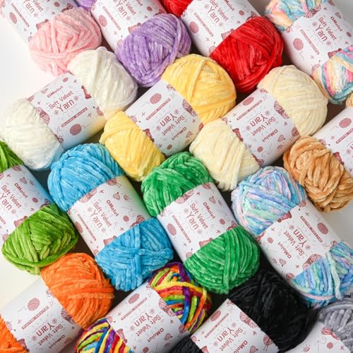 Image of 2x100g Fluffy Velvet Chenille Yarn for Crocheting and Knitting, 80m (87.5yd) Baby Yarn for Crocheting Soft, Crochet Chunky Yarns Amigurumi Yarns (2 Golden Yellow)