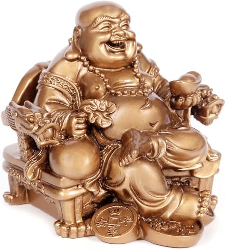 Miniatura 6 de Estatua de Buda riendo para la buena suerte, figura de Buda de resina Happy Money, 3.2 pulgadas de alto, estatua de Buda chino Feng Shui Maitreya