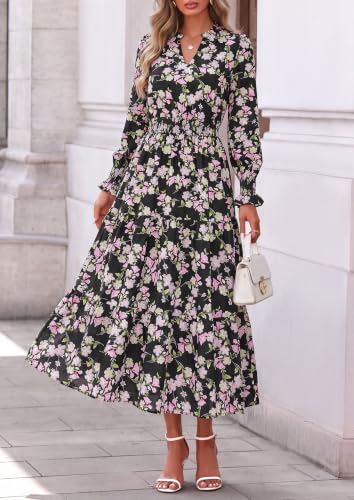 PRETTYGARDEN Women's Floral Maxi Dress Fall A Line Wedding Guest Dresses - image 6